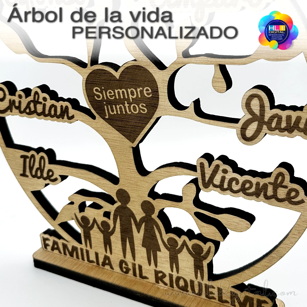 ÁRBOL DE LA VIDA PREMIUM personalizado en Madera PARA APOYAR - HLI Digital