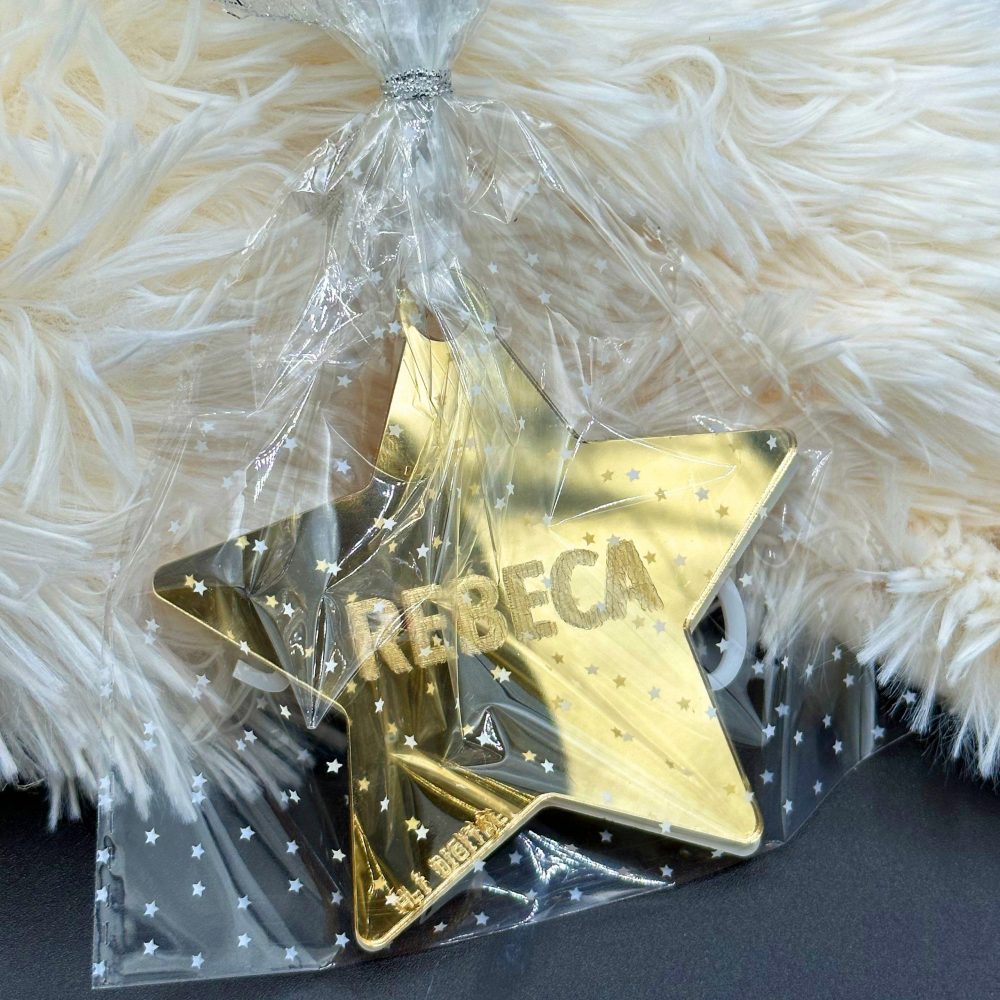 Bola estrella espejo oro personalizada navidad