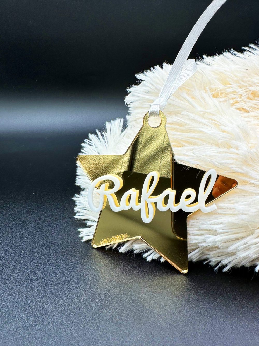 Bola estrella espejo oro texto personalizado superpuesto navidad - Imagen 5