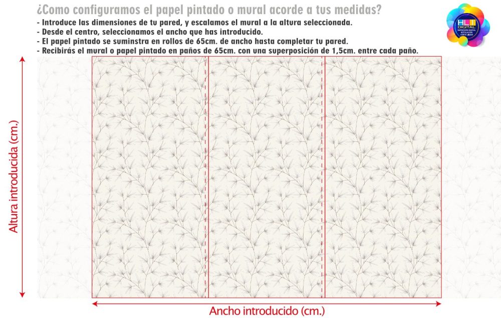 Papel pintado floral lineal - Imagen 4