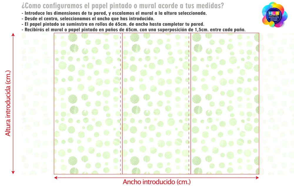 Papel pintado bolas con puntos verde mint - Imagen 6