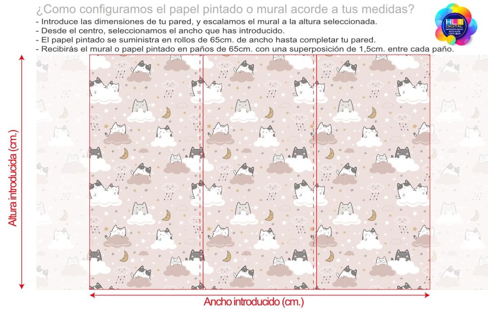 Papel pintado infantil gatitos fantasía - Imagen 3