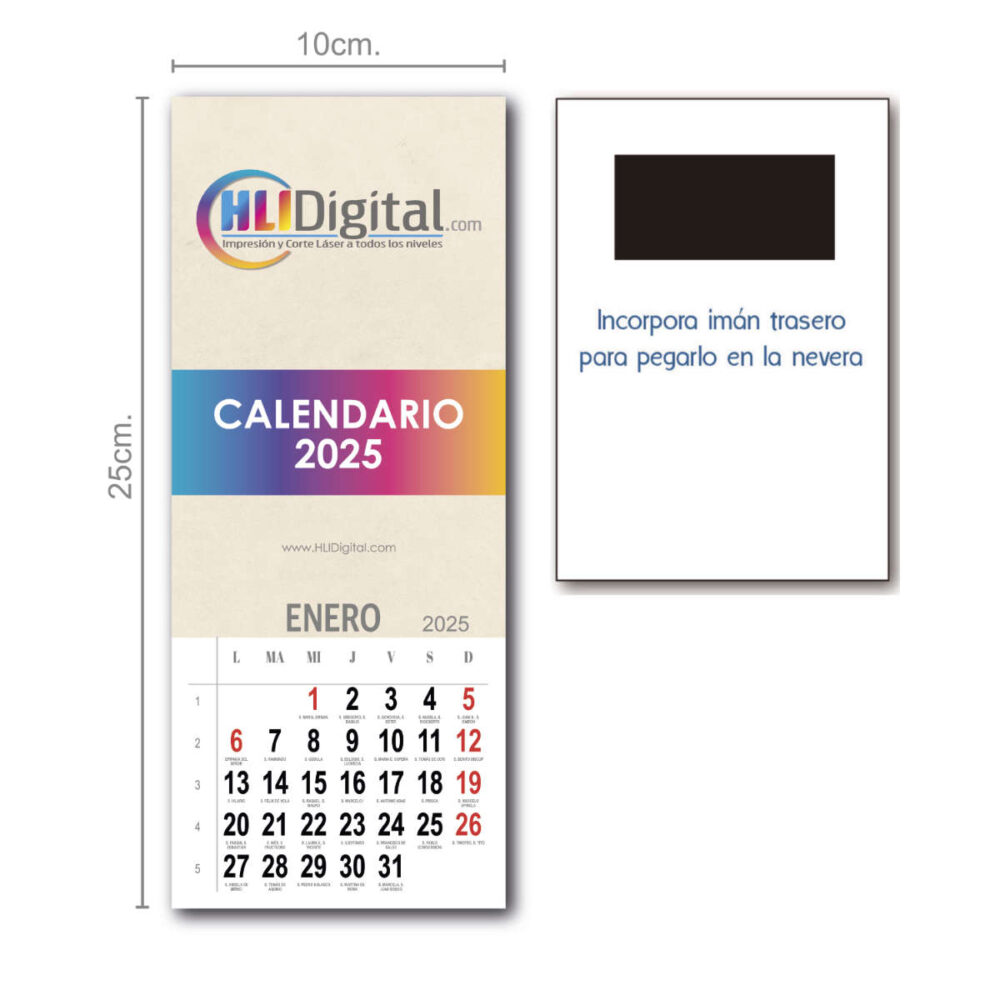 Imprimir calendario nevera imán personalizado.