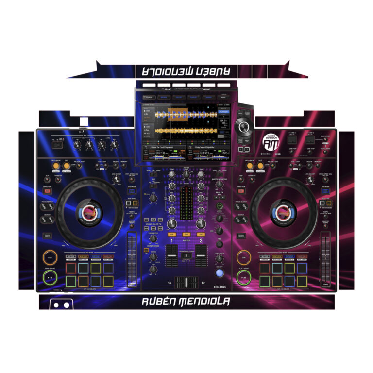 Montaje de Kit Vinilos Controladora Pioneer XDJ-RX3 Personalizados en mesa de mezcla para cliente