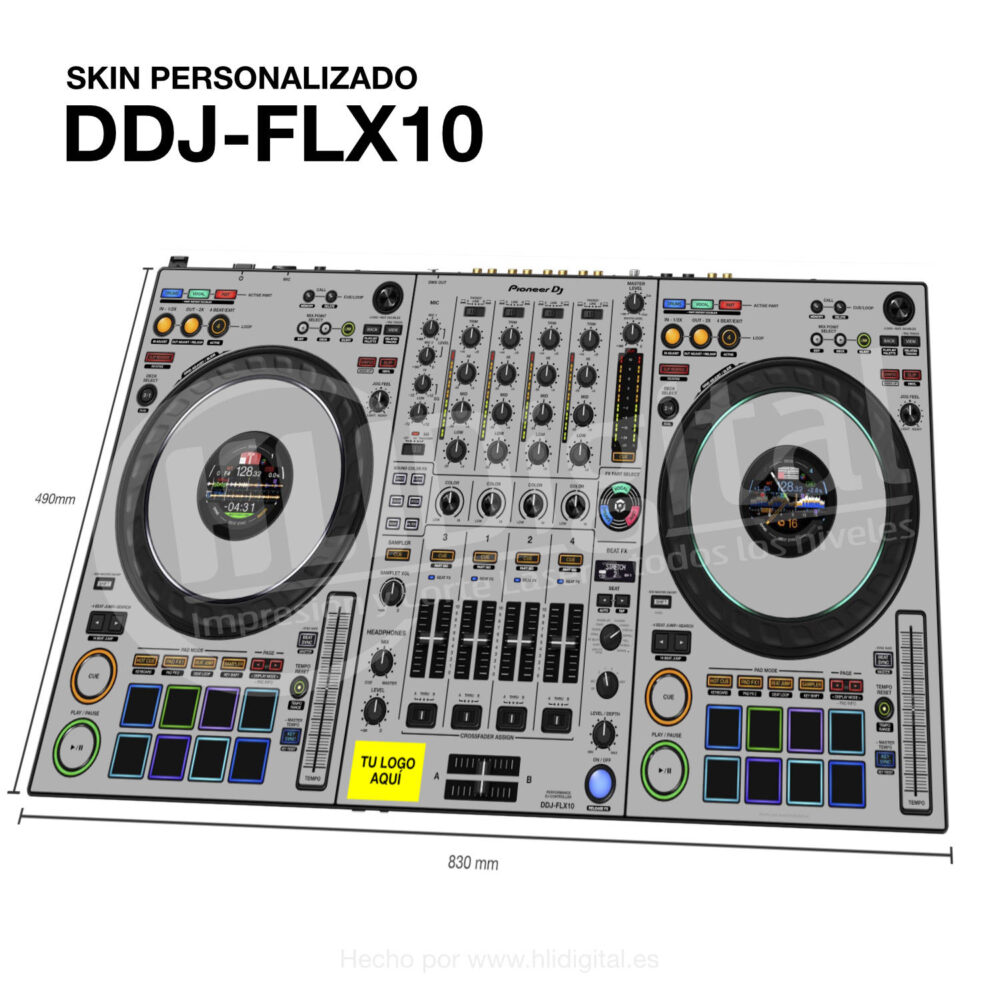 Skin personalizada para DDJ-FLX10. Personaliza tu skin con diferentes acabados en HLI Digital.