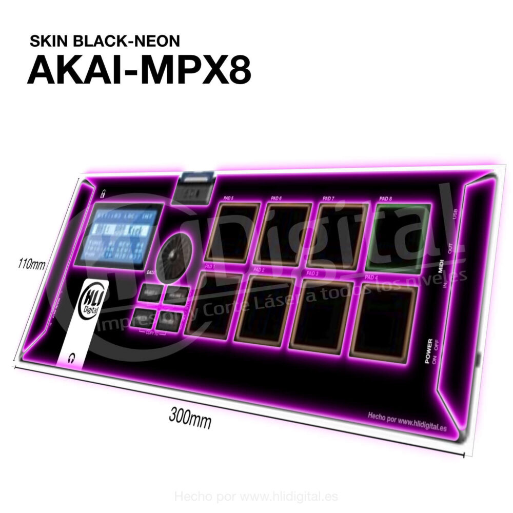 Skin black-neon para Akai MPX8 acabado en rosa