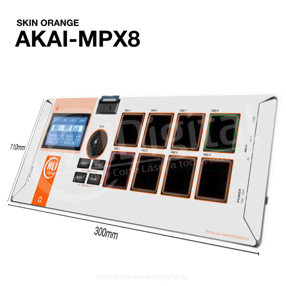 Skin bicolor para Akai MPX8 acabado en orange