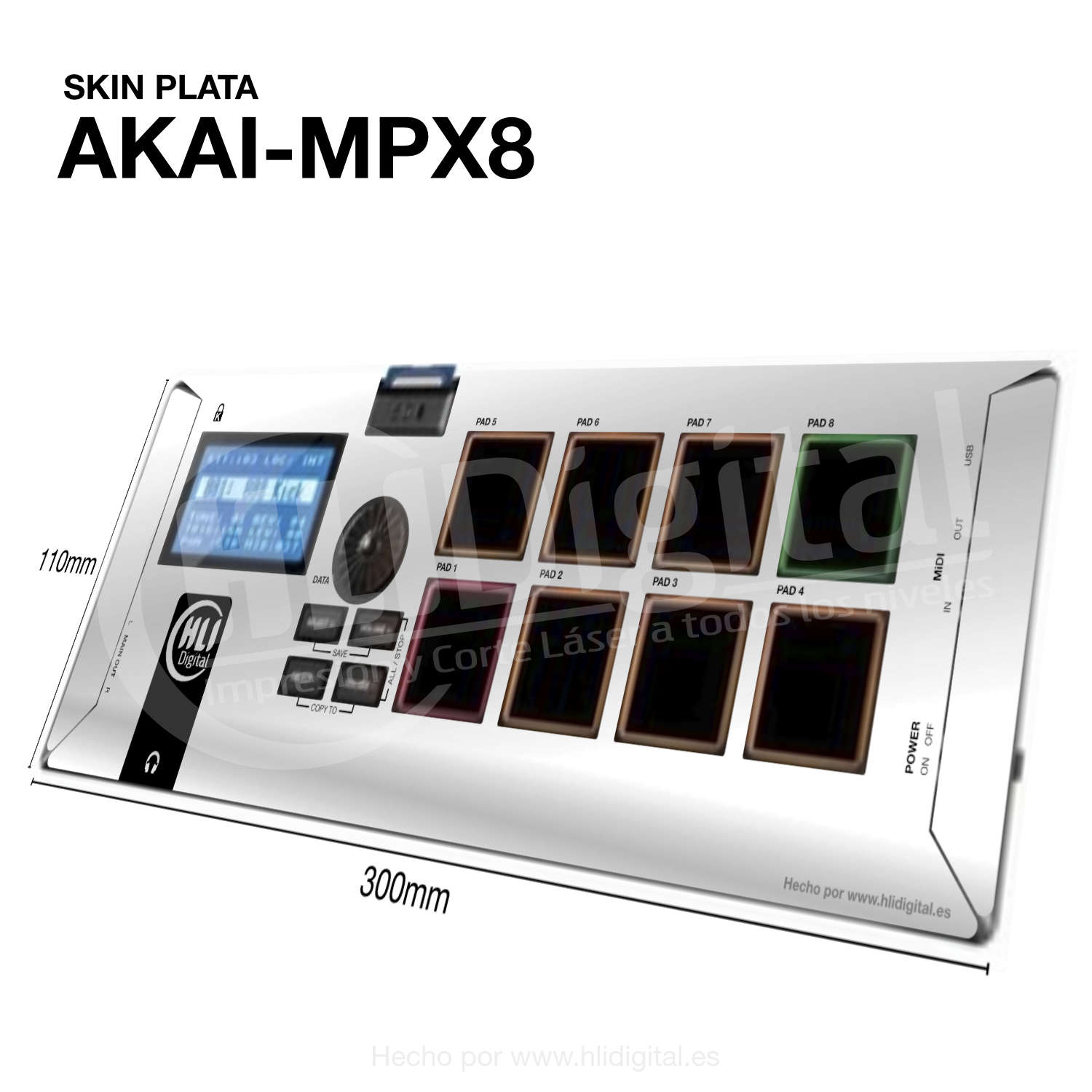 Skin Plata para Akai MPX8