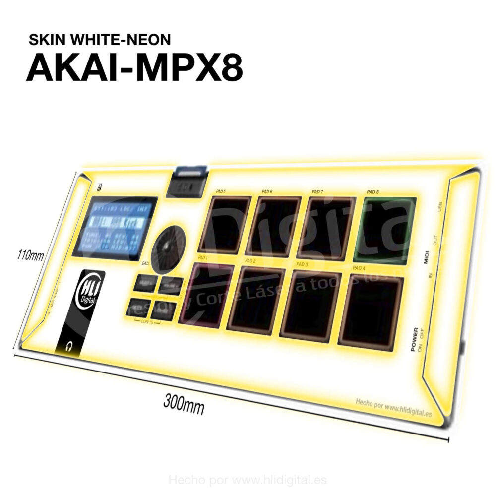 Skin white-neon para Akai MPX8 acabado en amarillo