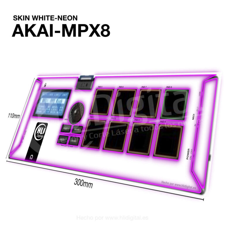 Skin white-neon para Akai MPX8 acabado en morado