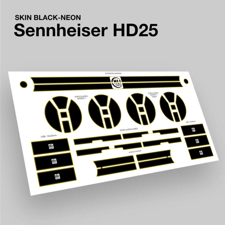 Skin black-neon para Sennheiser HD25 acabado en amarillo