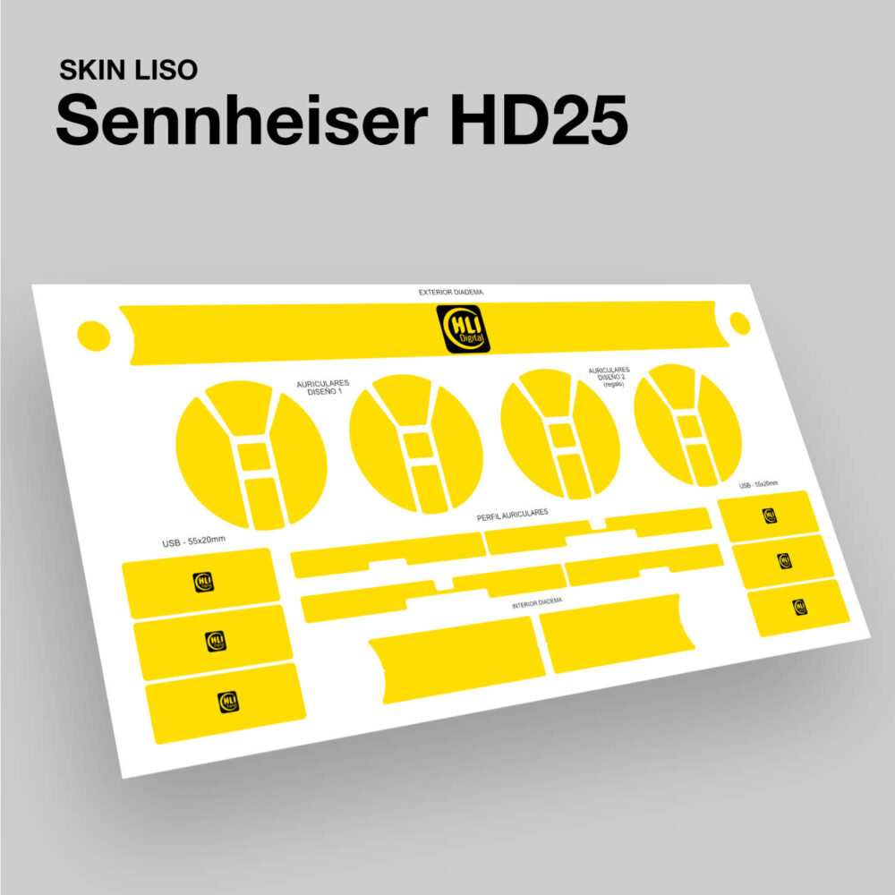 Skin liso para Sennheiser HD25 acabado en amarillo