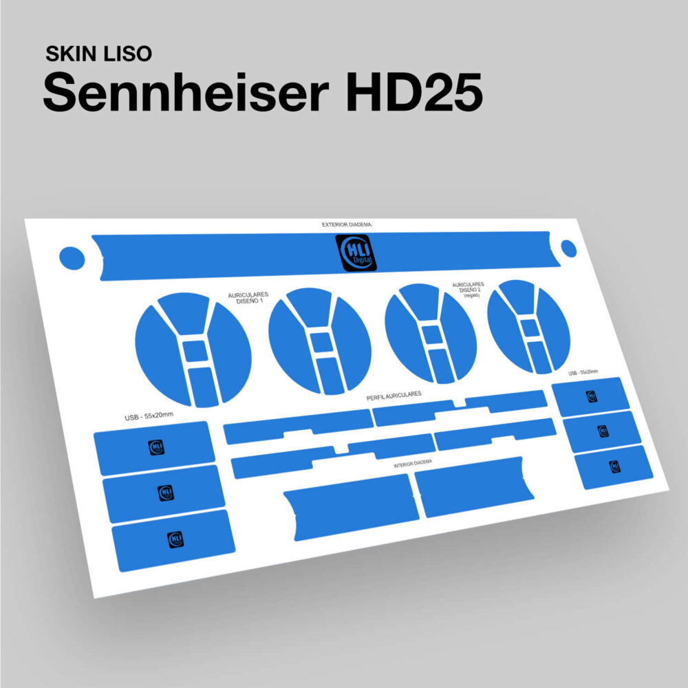 Skin liso para Sennheiser HD25 acabado en azul