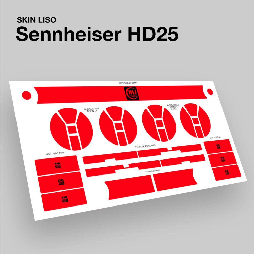 Skin liso para Sennheiser HD25 acabado en rojo