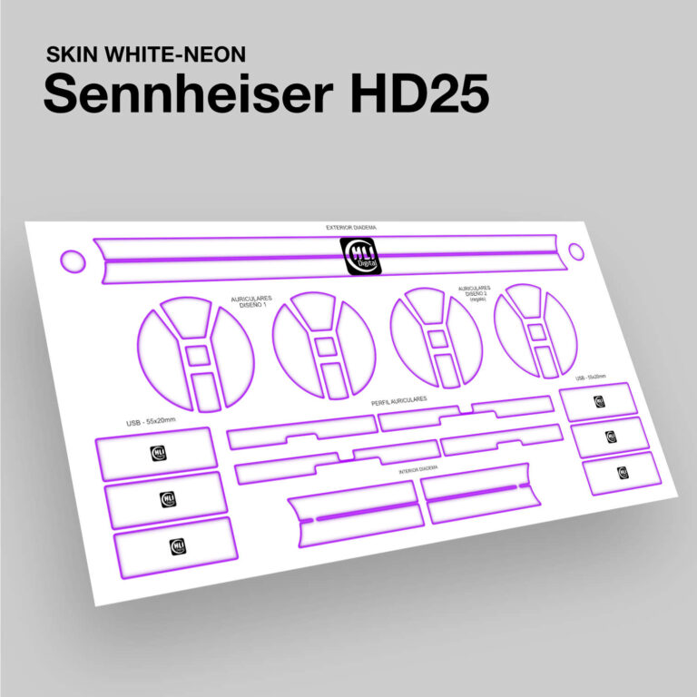 Skin white-neon para Sennheiser HD25 acabado en morado