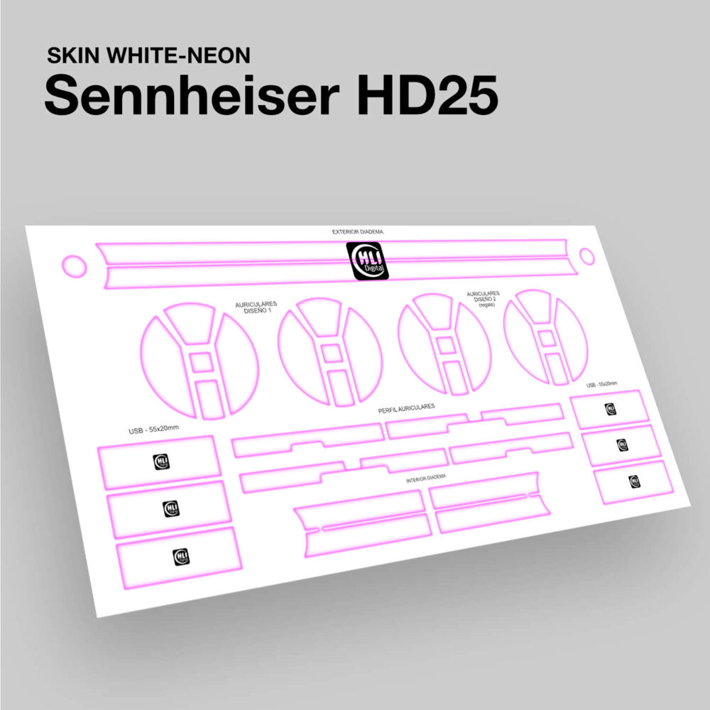 Skin white-neon para Sennheiser HD25 acabado en rosa