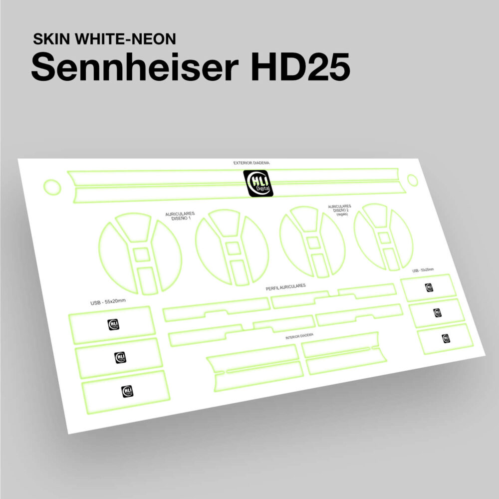 Skin white-neon para Sennheiser HD25 acabado en verde