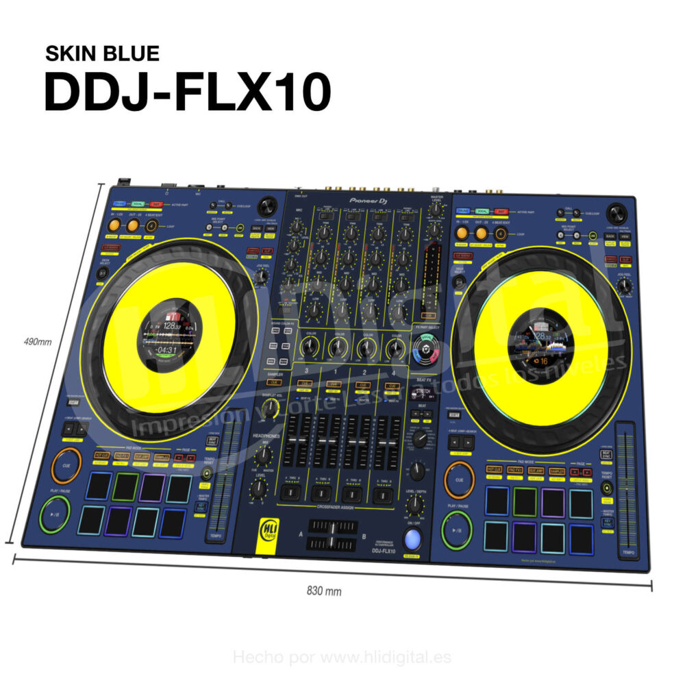 Skin bicolor para controladora DDJ-FLX10 acabado en blue