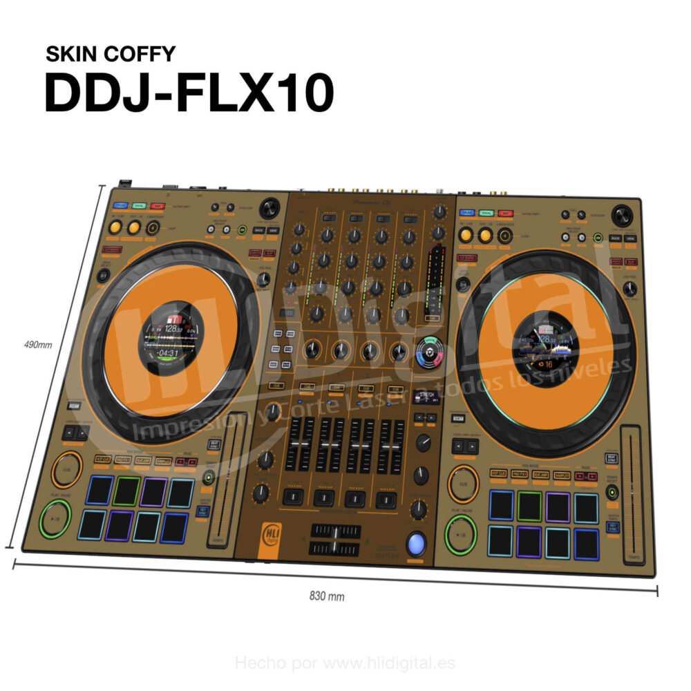 Skin bicolor para controladora DDJ-FLX10 acabado en coffy