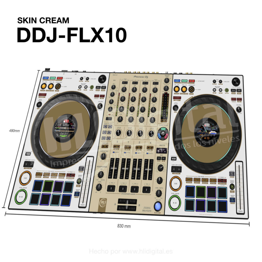 Skin bicolor para controladora DDJ-FLX10 acabado en cream