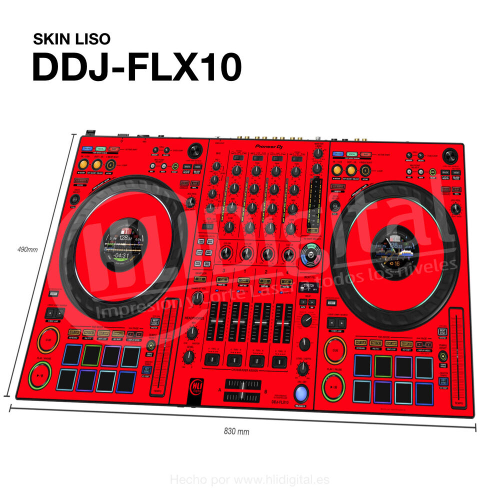 Skin liso para controladora DDJ-FLX10 acabado en rojo