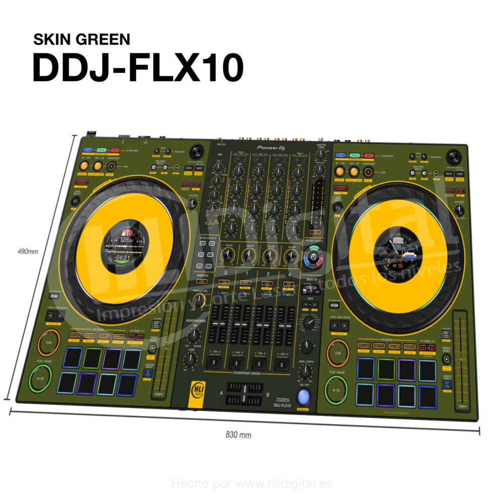 Skin bicolor para controladora DDJ-FLX10 acabado en green