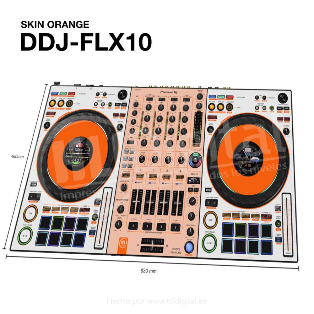 Skin bicolor para controladora DDJ-FLX10 acabado en orange