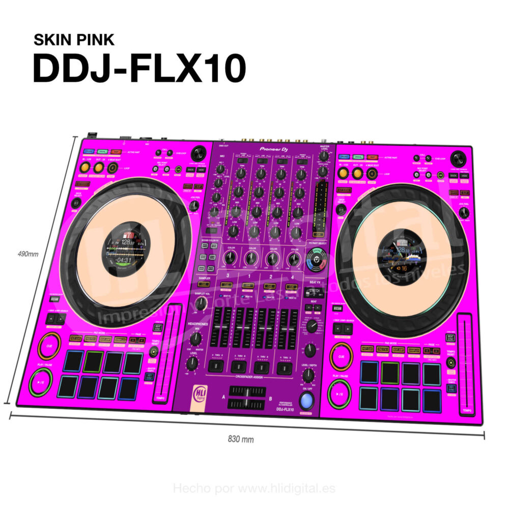 Skin bicolor para controladora DDJ-FLX10 acabado en pink