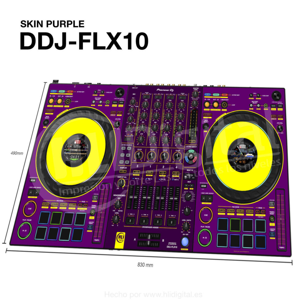 Skin bicolor para controladora DDJ-FLX10 acabado en purple