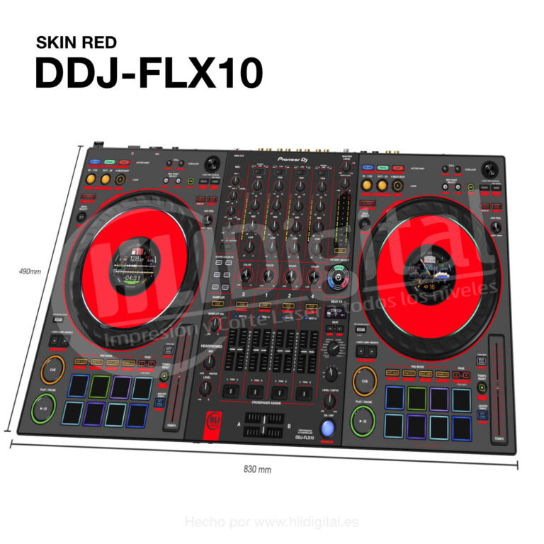 Skin bicolor para controladora DDJ-FLX10 acabado en red