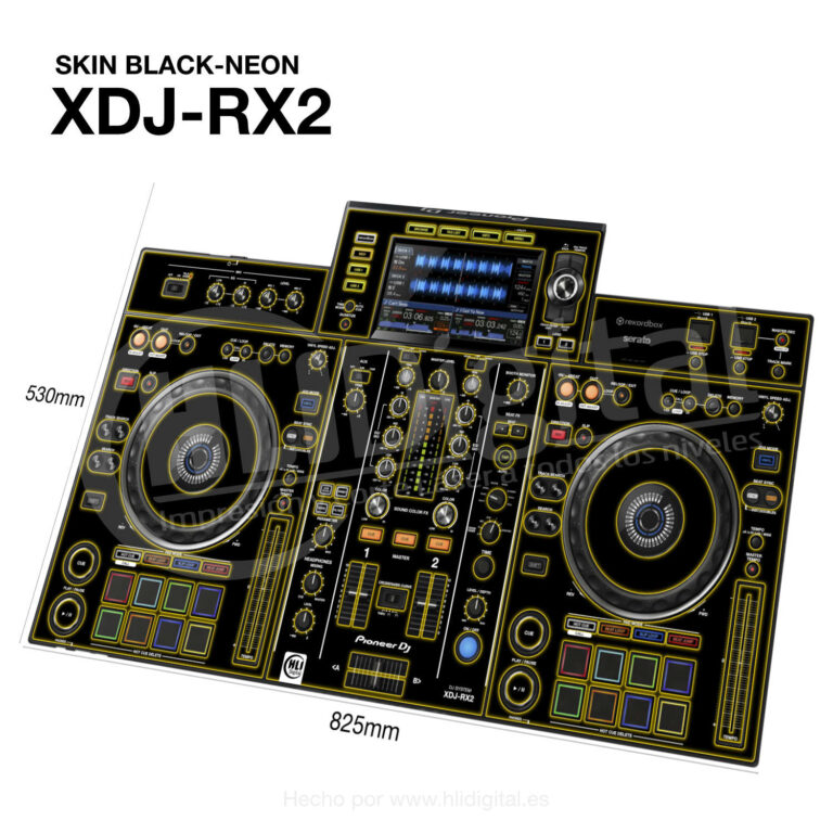 Skin black-neon para controladora XDJ-RX2 acabado en amarillo