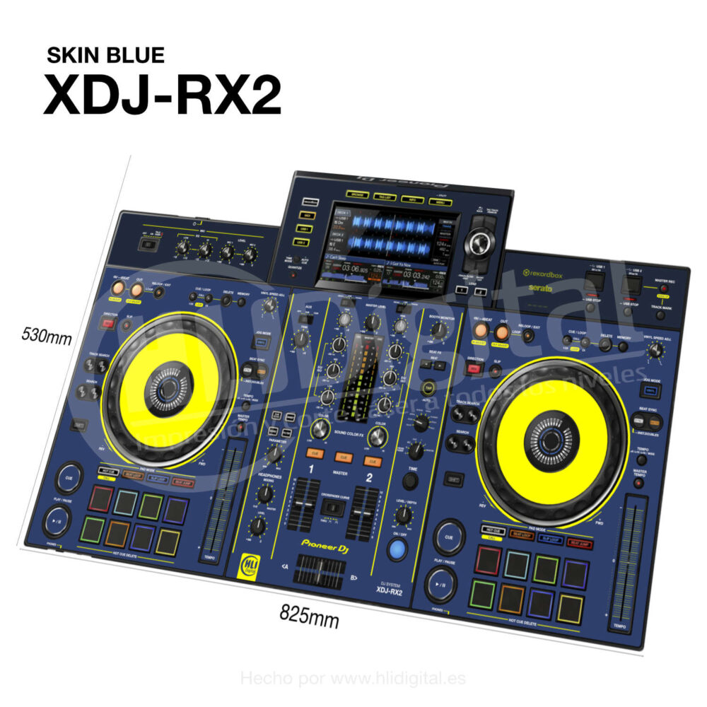 Skin bicolor para controladora XDJ-RX2 acabado en blue