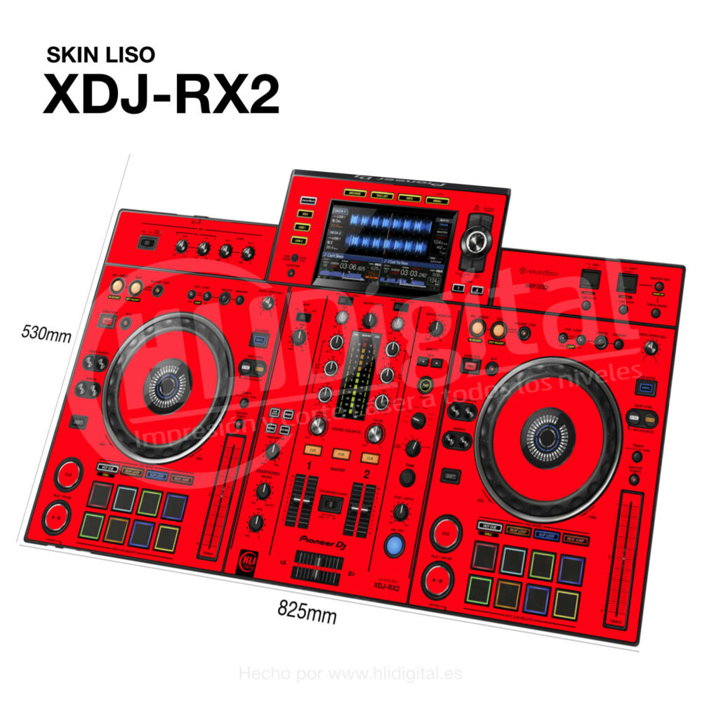 Skin liso para controladora XDJ-RX2 acabado en rojo