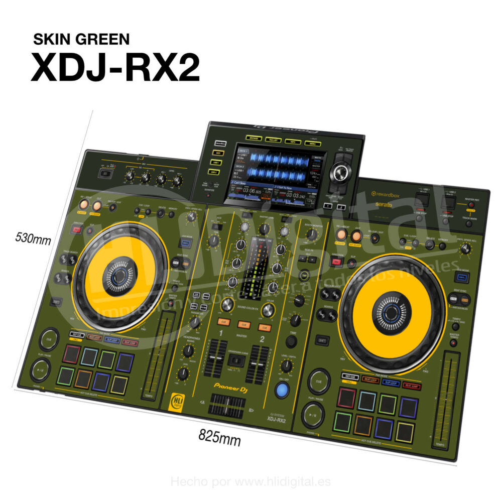 Skin bicolor para controladora XDJ-RX2 acabado en green