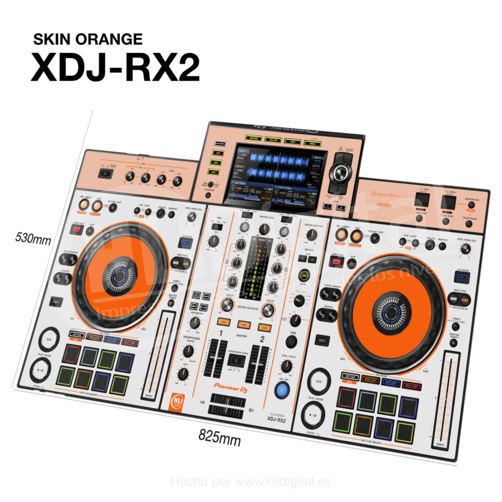 Skin bicolor para controladora XDJ-RX2 acabado en orange