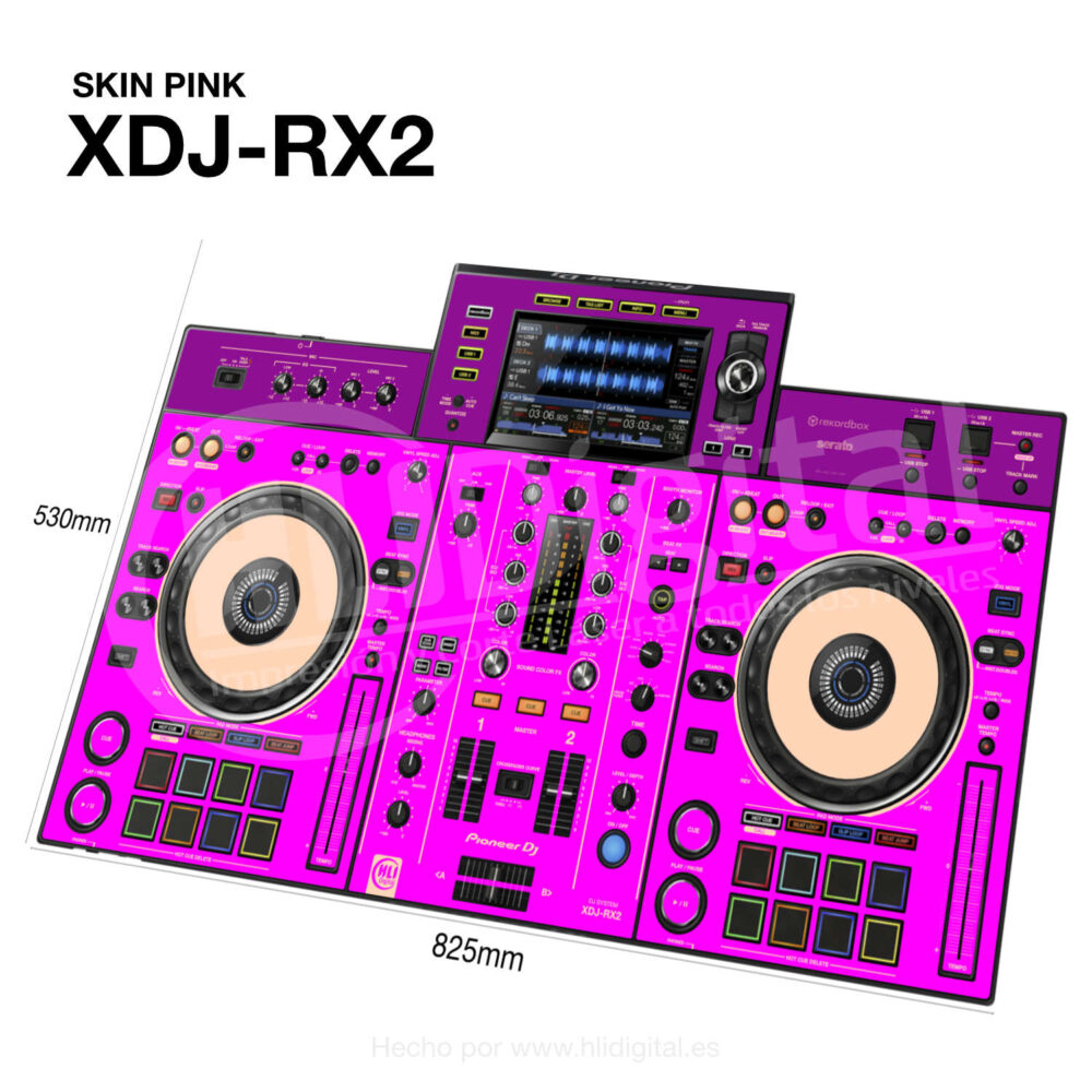 Skin bicolor para controladora XDJ-RX2 acabado en pink