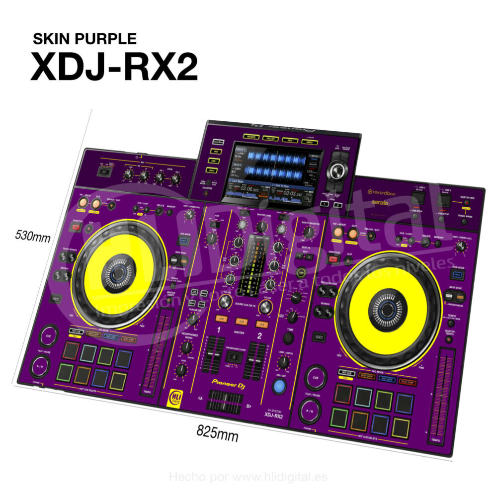 Skin bicolor para controladora XDJ-RX2 acabado en purple