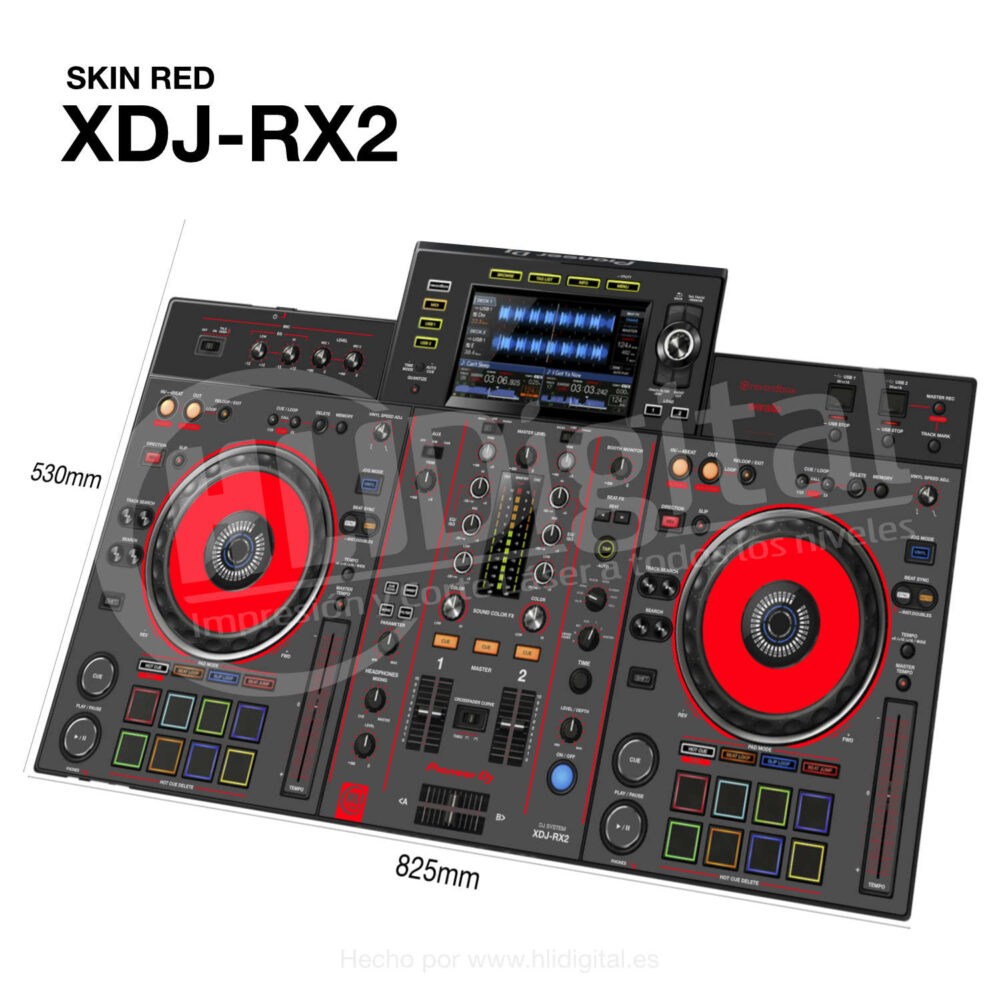 Skin bicolor para controladora XDJ-RX2 acabado en red