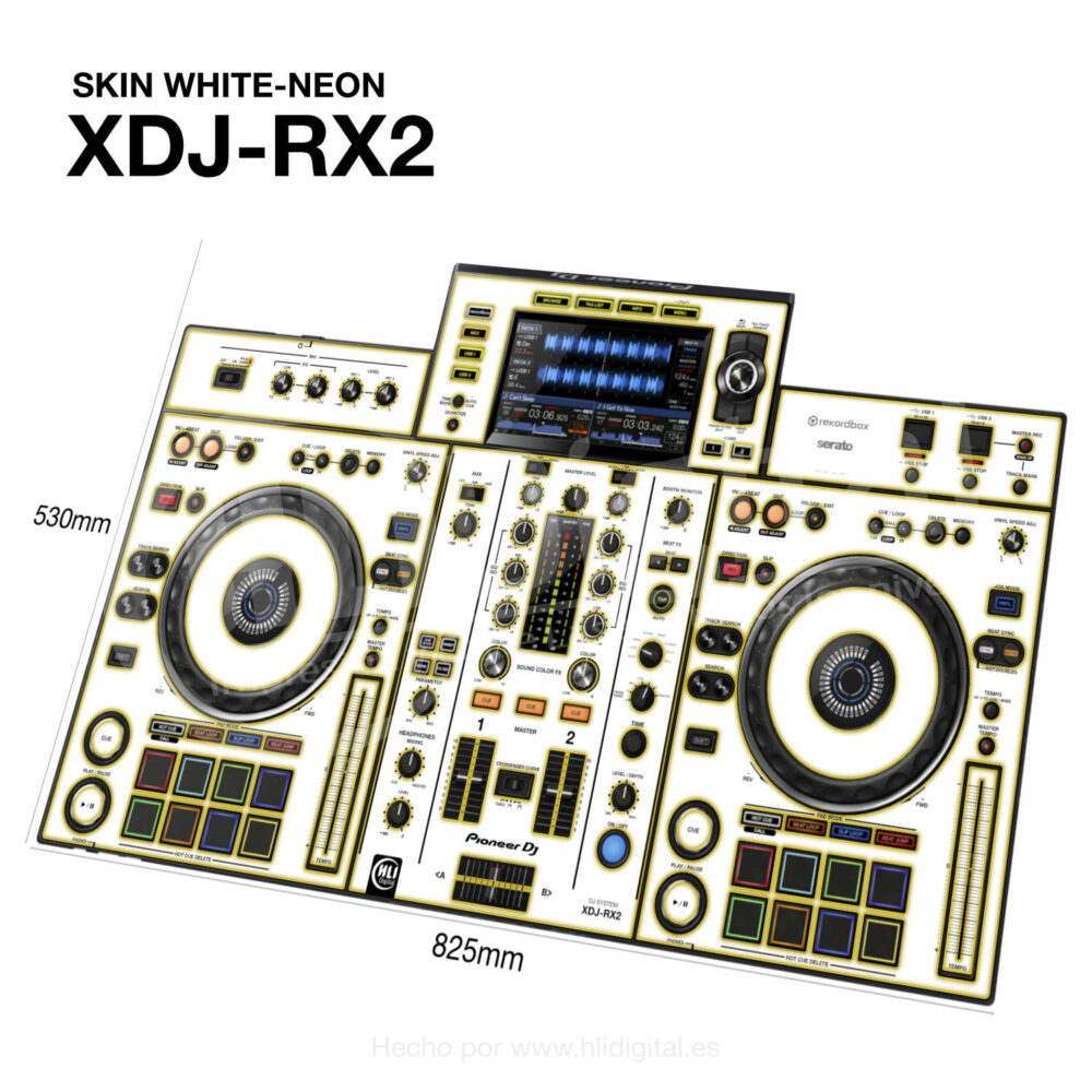 Skin white-neon para controladora XDJ-RX2 acabado en amarillo