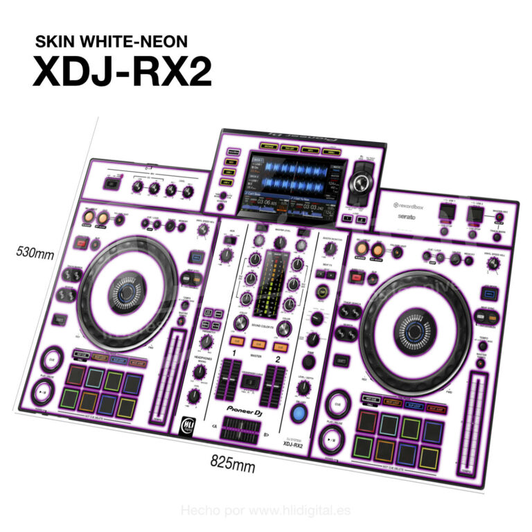 Skin white-neon para controladora XDJ-RX2 acabado en morado