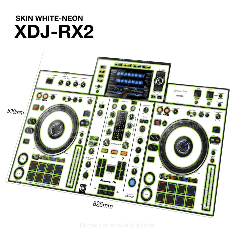 Skin white-neon para controladora XDJ-RX2 acabado en verde