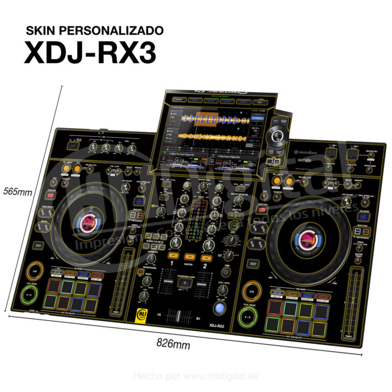 Skin black-neon para controladora XDJ-RX3 acabado en amarillo