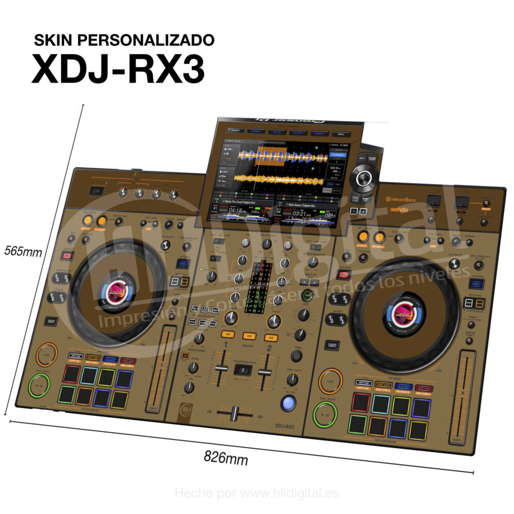 Skin bicolor para controladora XDJ-RX3 acabado en coffy