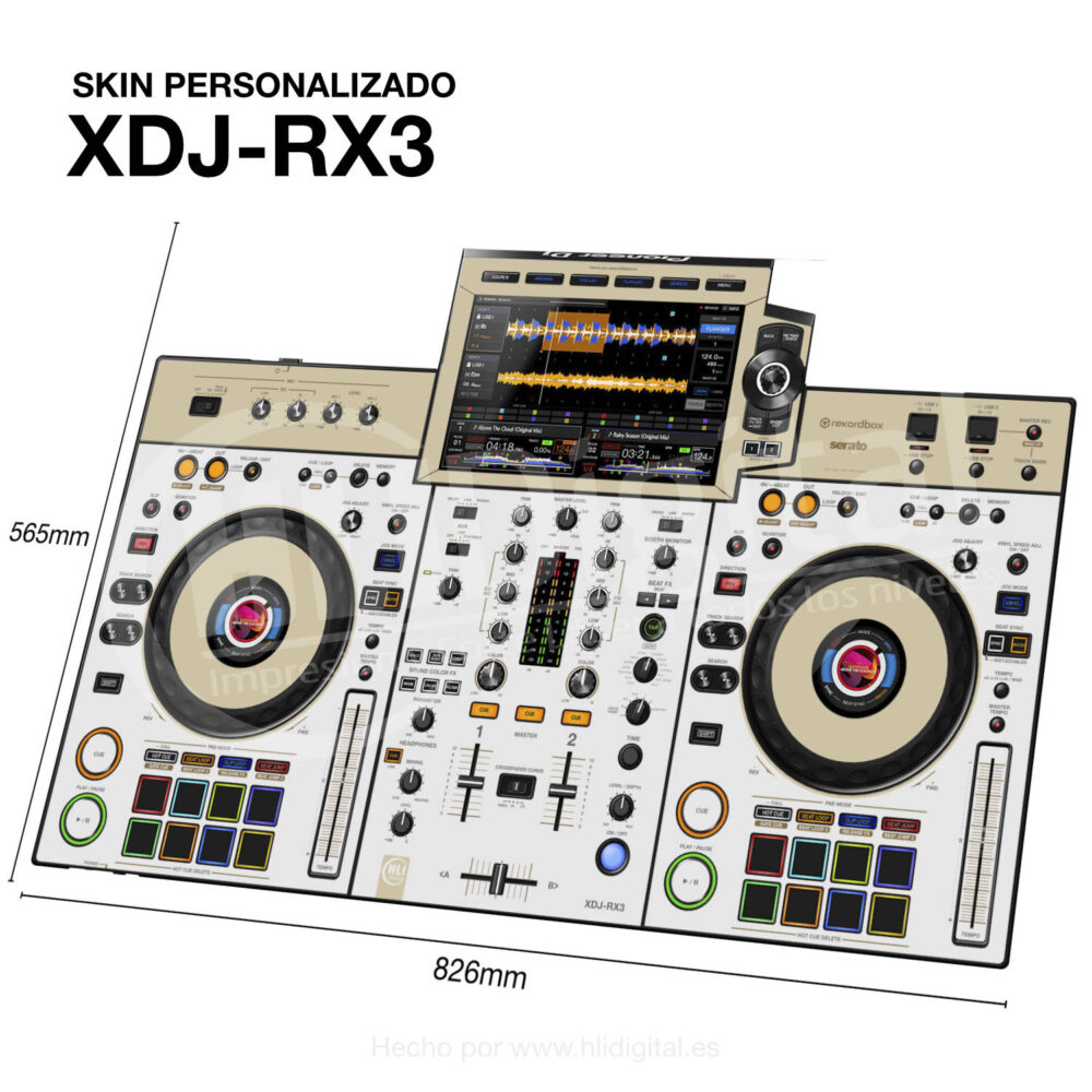 Skin bicolor para controladora XDJ-RX3 acabado en cream