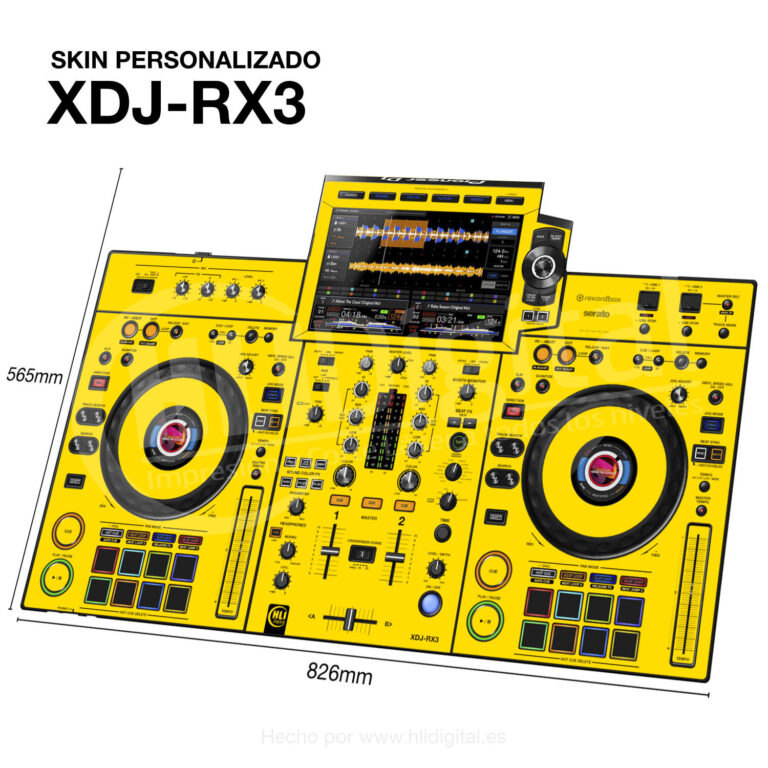 Skin liso para controladora XDJ-RX3 acabado en amarillo