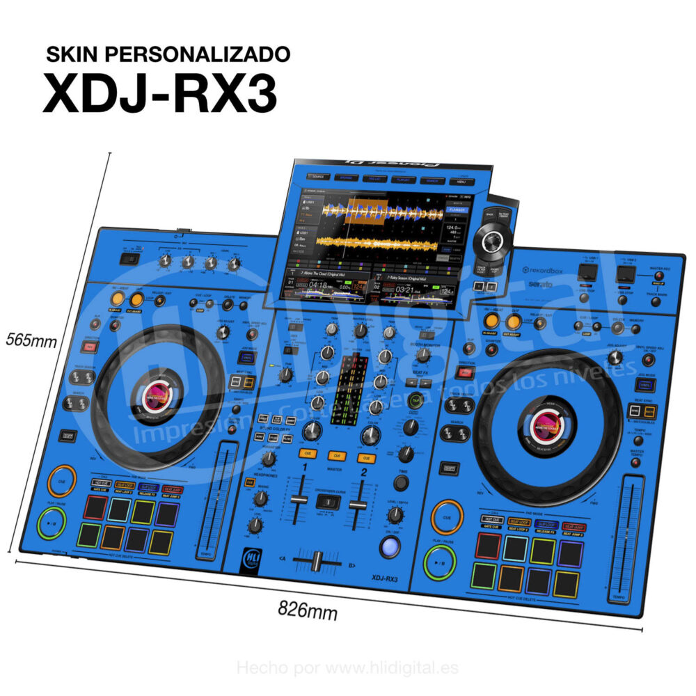 Skin liso para controladora XDJ-RX3 acabado en azul