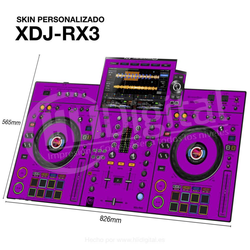 Skin liso para controladora XDJ-RX3 acabado en morado