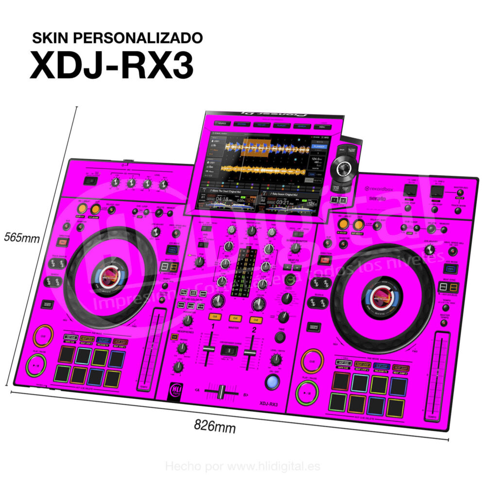 Skin liso para controladora XDJ-RX3 acabado en rosa