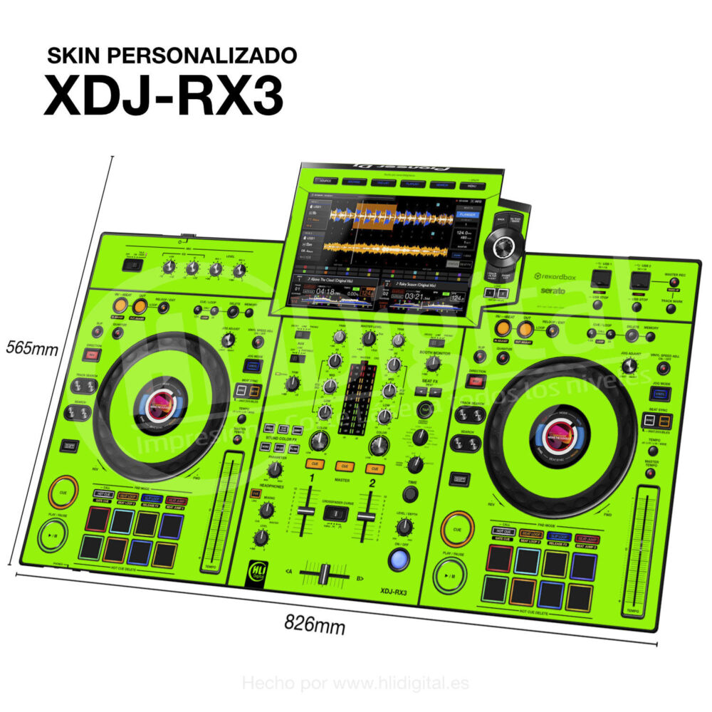 Skin liso para controladora XDJ-RX3 acabado en verde