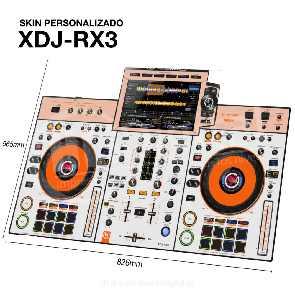 Skin bicolor para controladora XDJ-RX3 acabado en orange